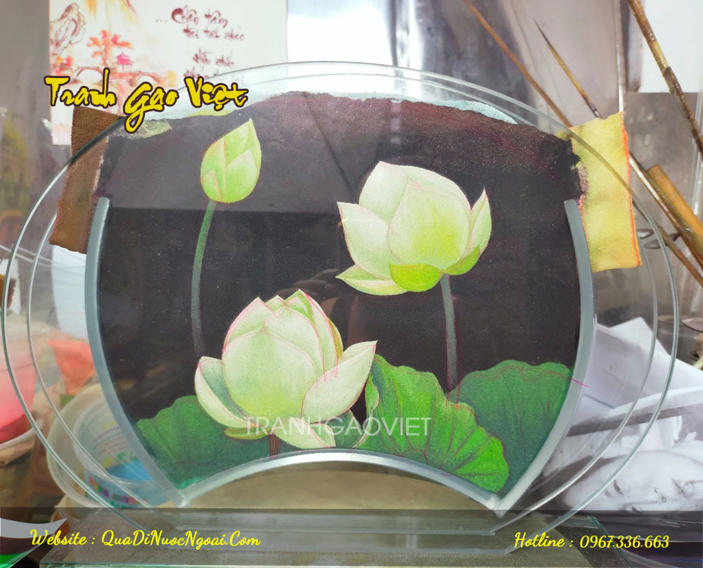 Tranh c&aacute;t Hoa Sen trắng