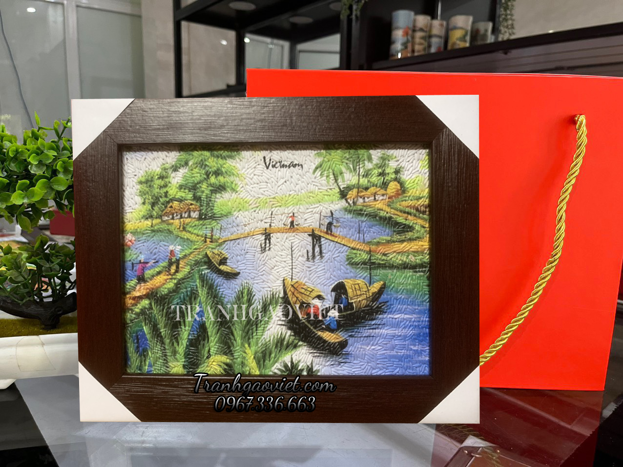 tranh để b&agrave;n phong cảnh s&ocirc;ng nước