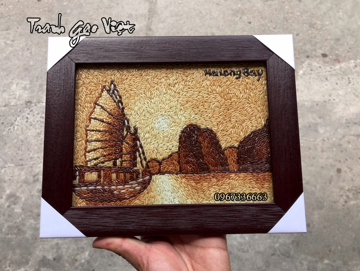tranh gạo vịnh hạ long để b&agrave;n