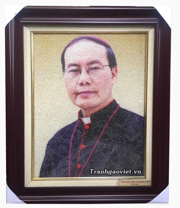 Tranh gạo ch&acirc;n dung kh&aacute;ch đặt l&agrave;m qu&agrave; tặng k&egrave;m thiệp đồng