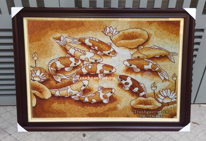 tranh cá chép và hoa sen