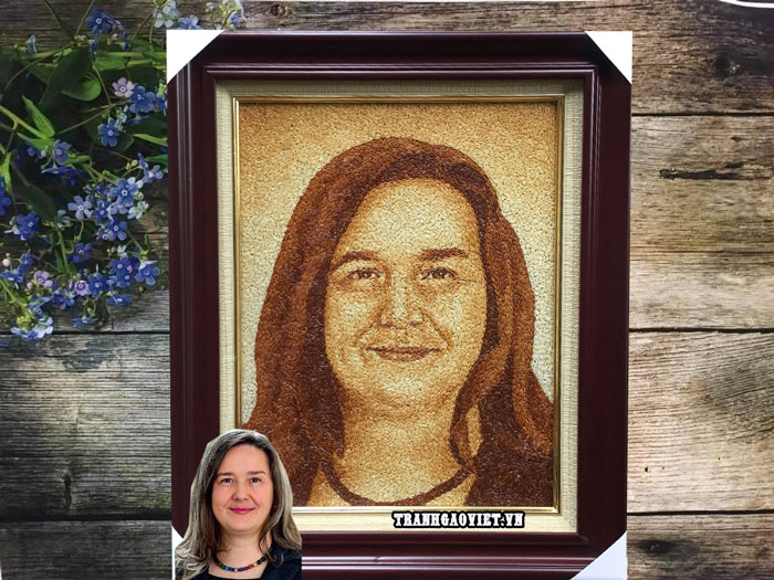 qu&agrave; tặng người nước ngo&agrave;i tranh gạo ch&acirc;n dung