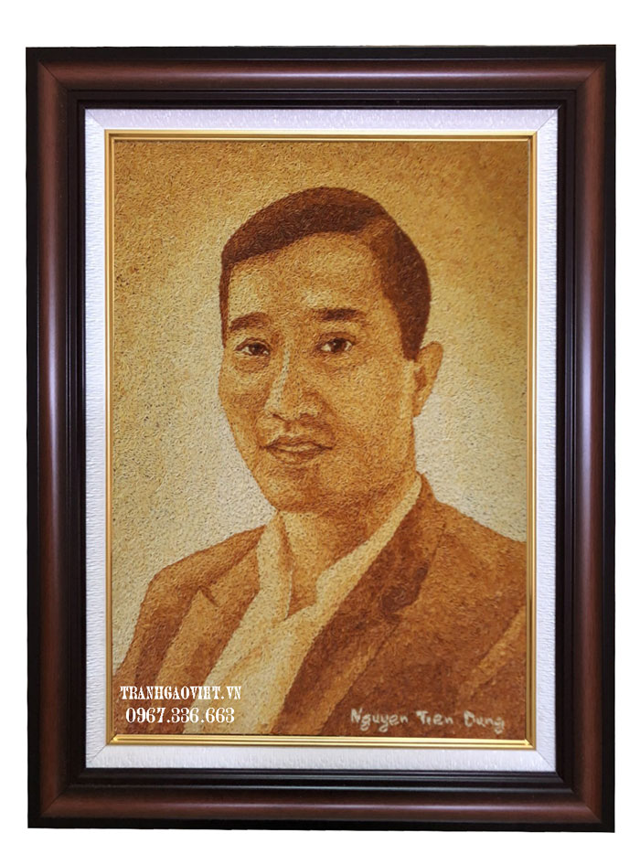 tranh gạo ch&acirc;n dung qu&agrave; tặng sếp