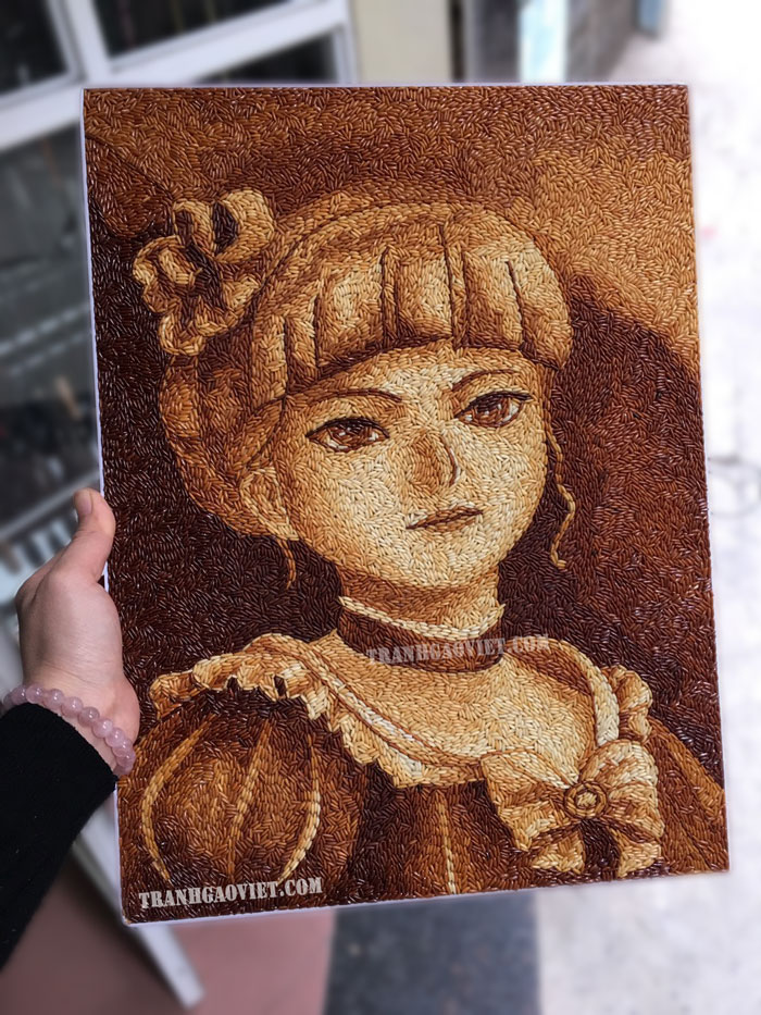 tranh gạo ch&acirc;n dung