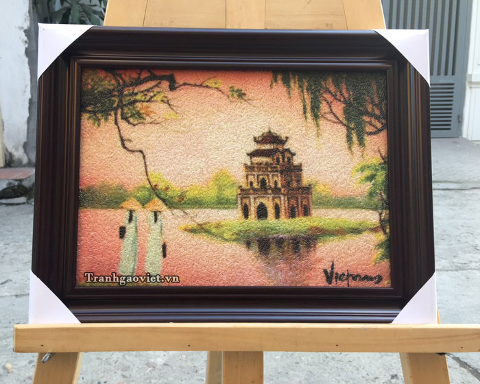 Tranh gạo Th&aacute;p R&ugrave;a H&agrave; Nội