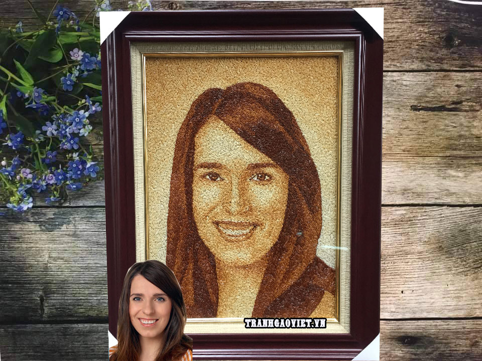 qu&agrave; tặng người nước ngo&agrave;i tranh gạo ch&acirc;n dung