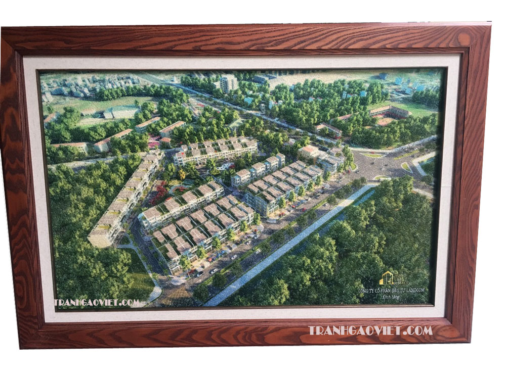 Tranh khu đô thị Hưng Lộc Home mẫu khách đặt khung gỗ hưng cao cấp
