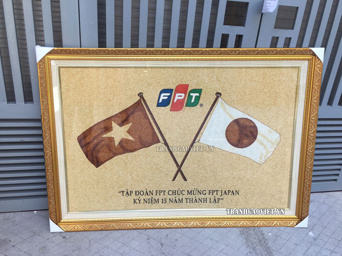 Tranh gạo logo kh&aacute;ch đặt l&agrave;m qu&agrave; tặng doanh nghiệp, qu&agrave; tặng đối t&aacute;c