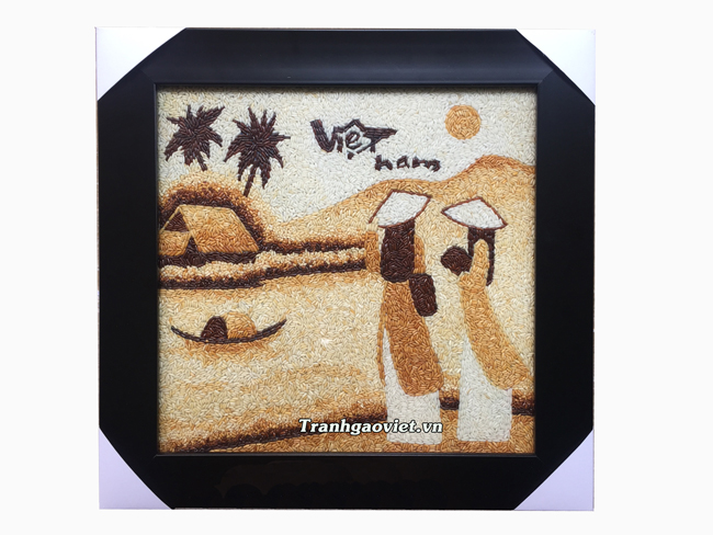 tranh gạo áo dài việt nam