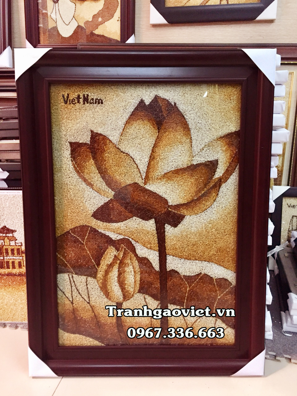 tranh gạo hoa sen