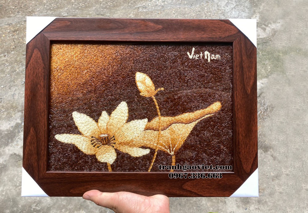tranh gạo hoa sen