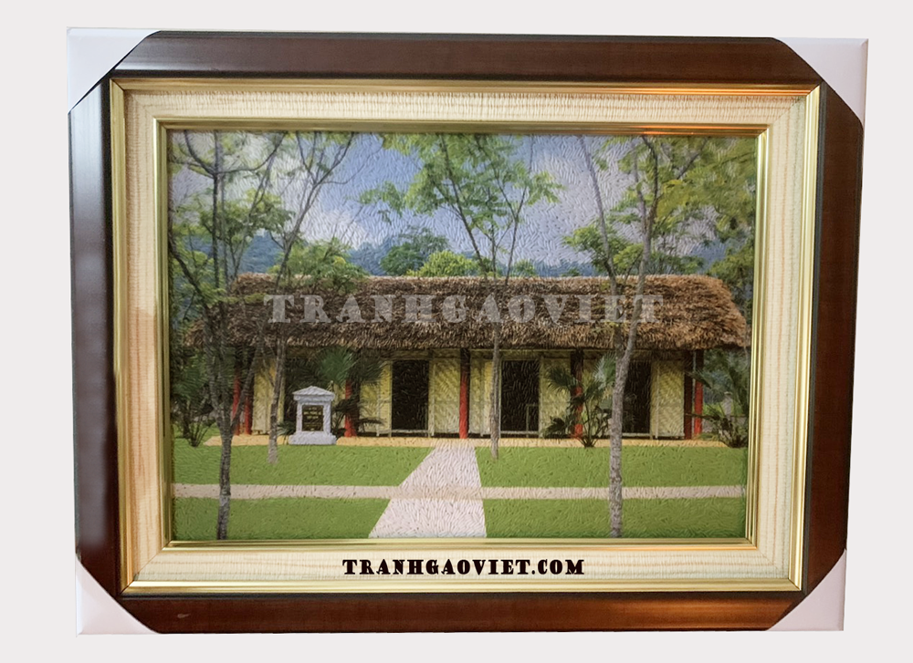 Tranh gạo phong cảnh di t&iacute;ch lịch sử Nha Thống K&ecirc; Việt Nam 