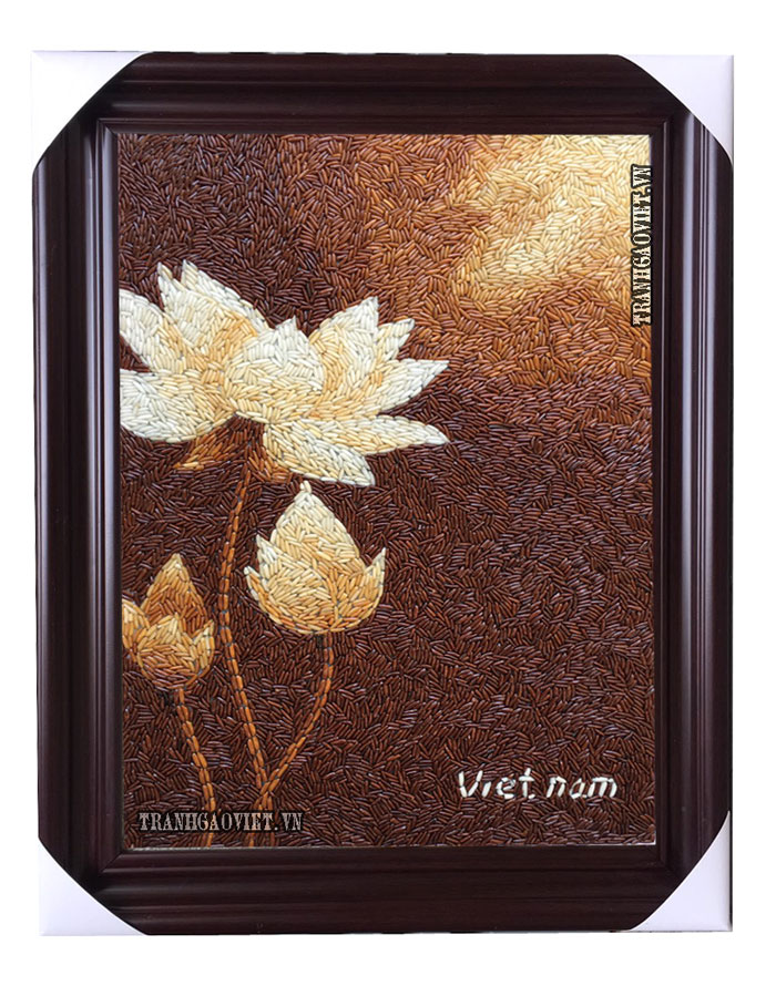 tranh gạo hoa sen
