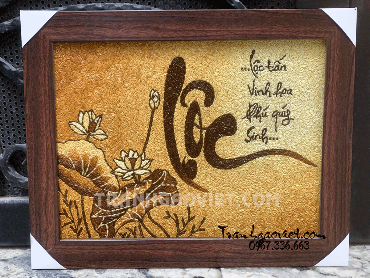 tranh gạo chữ Lộc