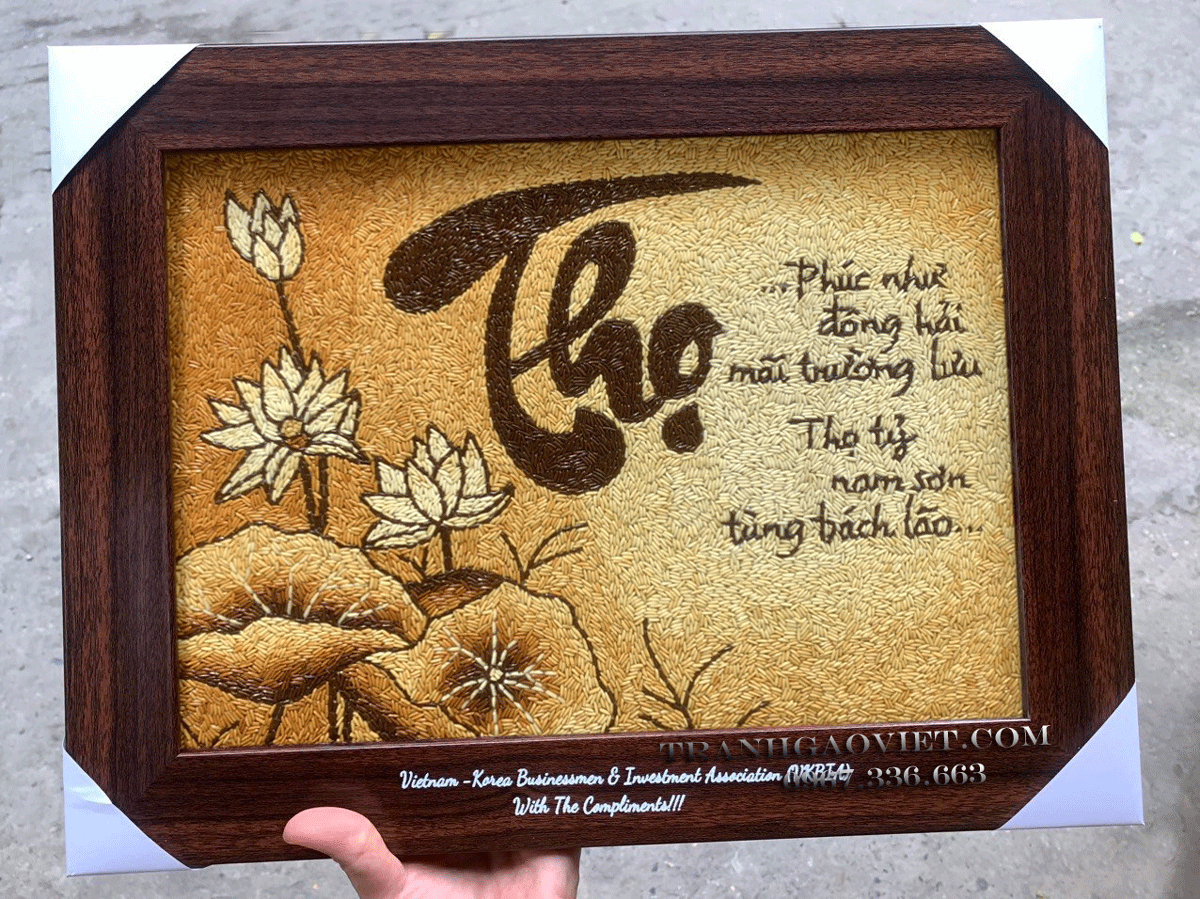 tranh gạo chữ Thọ