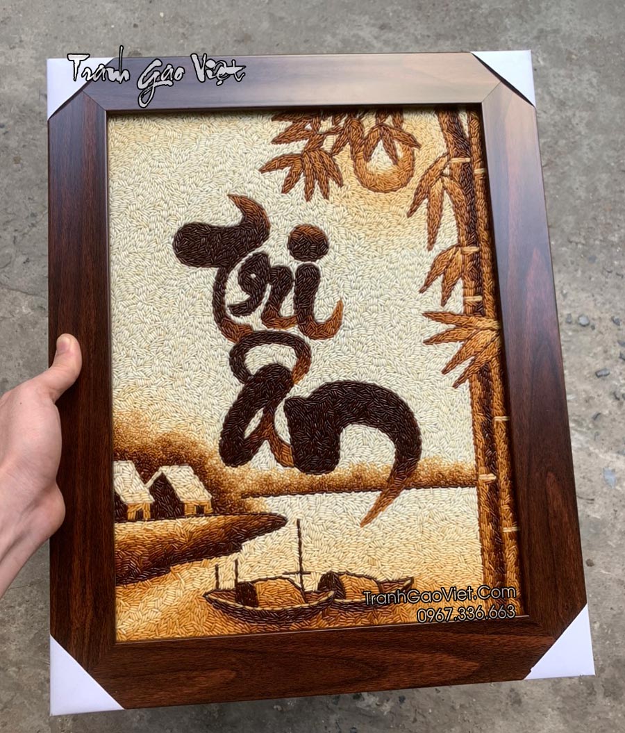 Mẫu tranh gạo tri &acirc;n tặng thầy c&ocirc;