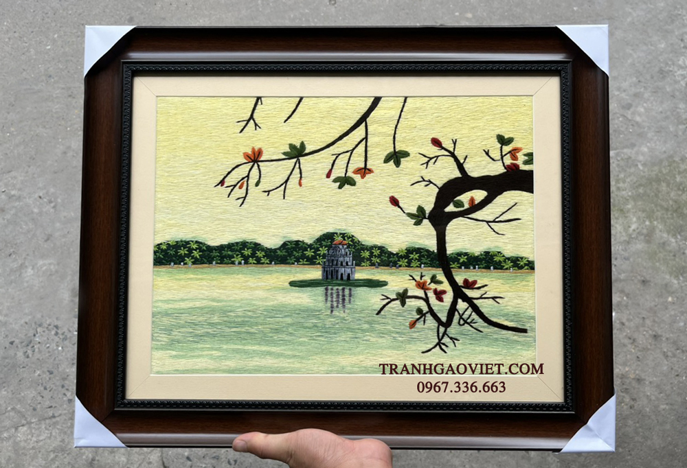 tranh thêu hò gươm