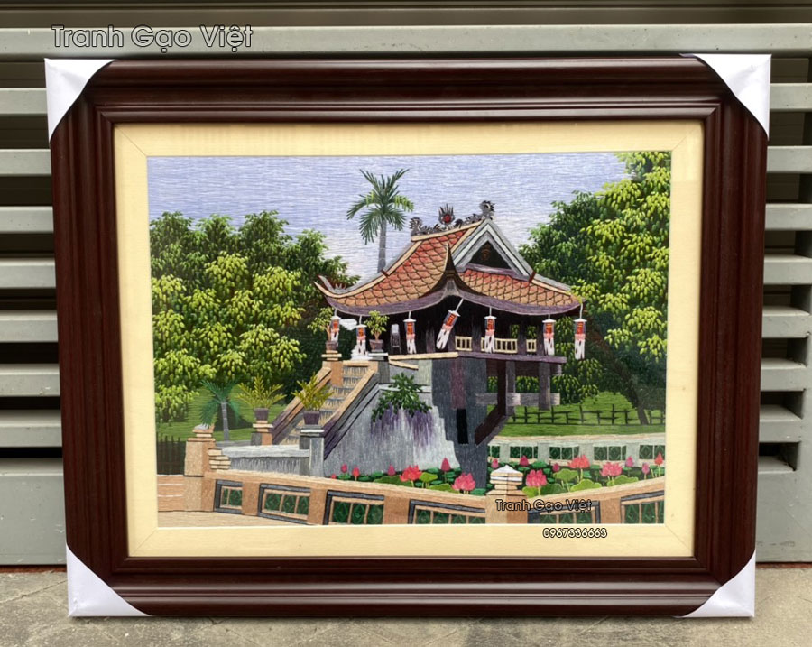 Tranh thêu tay chùa một cột