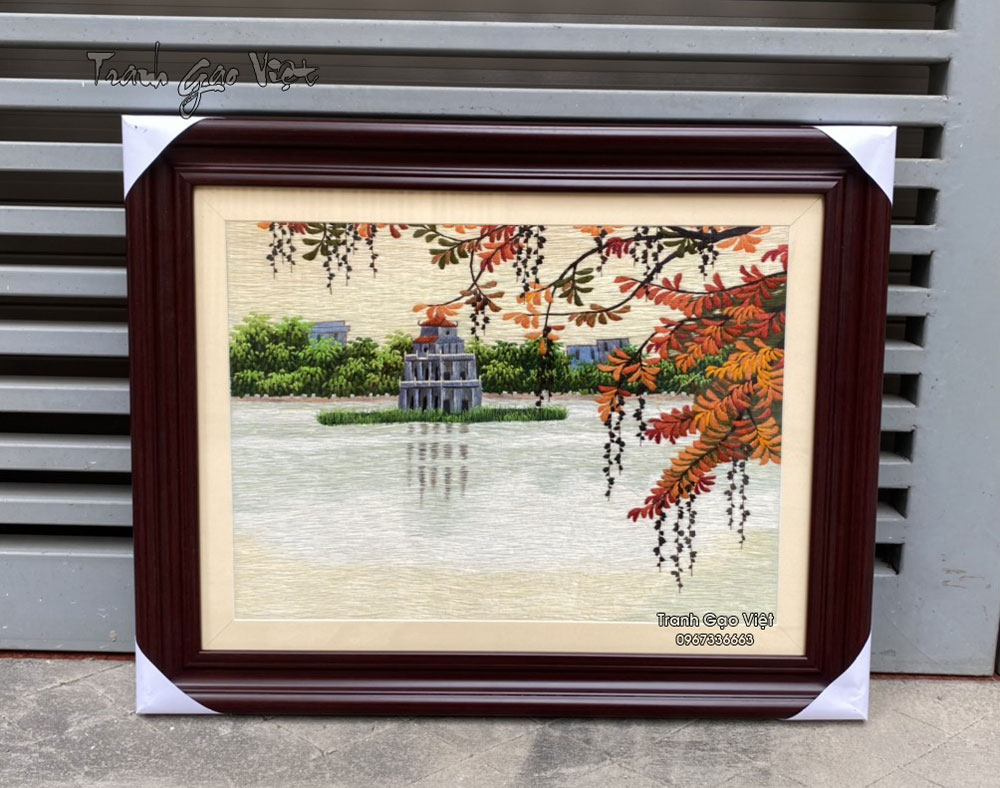 Tranh th&ecirc;u tay hồ gươm