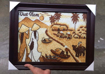 Tranh gạo thiếu nữ & chợ quê