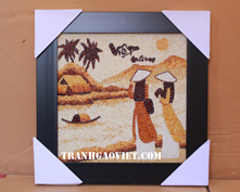 Tranh gạo áo dài thiếu nữ việt