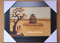 Tranh gạo tháp rùa hà nội