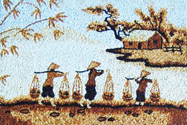 Trang trí phòng khách bằng tranh gạo độc đáo