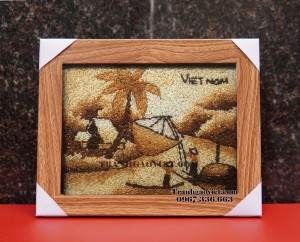 Tranh gạo để bàn cất vó