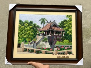 Tranh thêu tay Chùa Một Cột