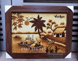 Tranh gạo phong cảnh sông nước