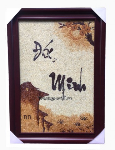 Tranh gạo thư pháp ĐỨc Minh