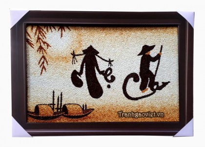 Tranh gạo thư pháp Cha Mẹ