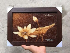 Tranh gạo Hoa sen khổ nhỏ