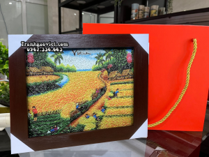 Cánh đồng lúa chín Tranh gạo khổ nhỏ