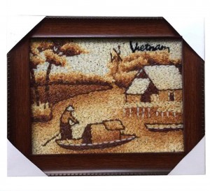 Tranh để bàn người chèo đò