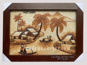 Tranh gạo phong cảnh sông nước