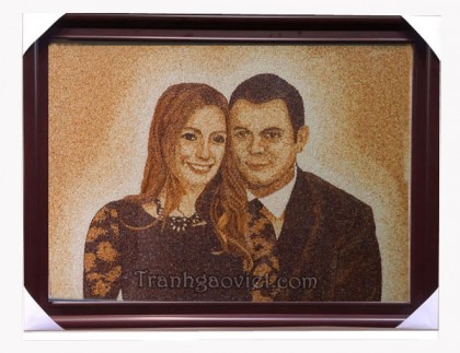 Tranh gạo đôi vợ chồng