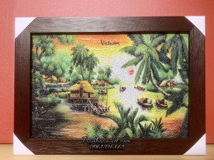 Tranh gạo phong cảnh sông nước