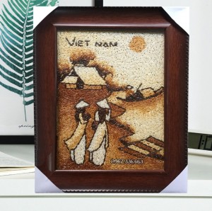 Tranh để bàn cô gái áo dài