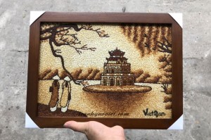 Tranh gạo Tháp Rùa Hà Nội