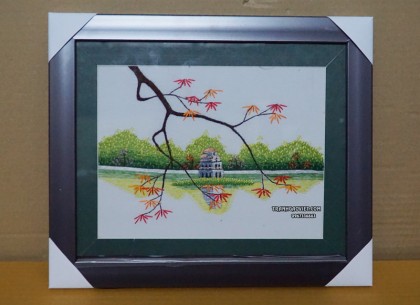 Tranh thêu tay tháp rùa