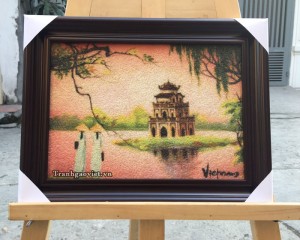 Tranh gạo Tháp Rùa Hà Nội