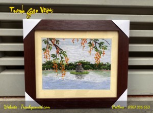 Tranh thêu tay hồ gươm khổ nhỏ