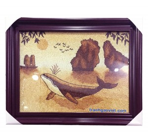 Tranh gạo Hòn Trống Mái