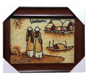 Tranh để bàn cô gái áo dài TDB014