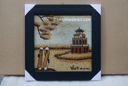 Tranh gạo tháp rùa hà nội