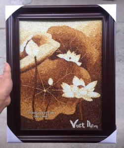 Tranh gạo hoa sen