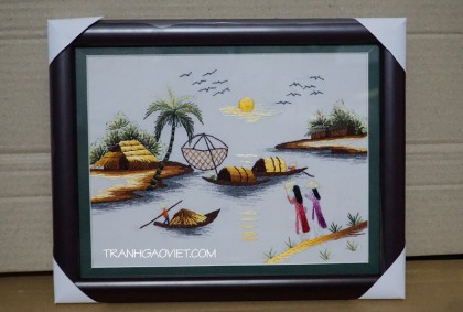 Tranh thêu tay phong cảnh quê hương việt nam