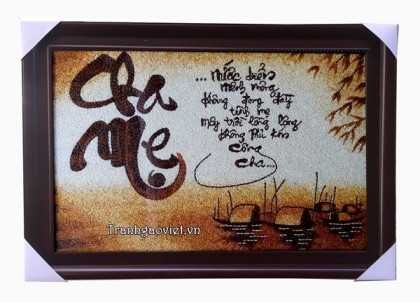 Tranh gạo thư pháp Cha Mẹ