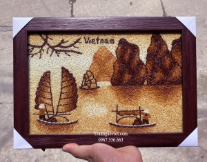 Tranh gạo Vịnh Hạ Long khổ nhỏ
